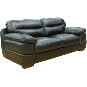 Sunset Trading Jayson 89&quot Modern Top-Grain Leather Sofa in Black