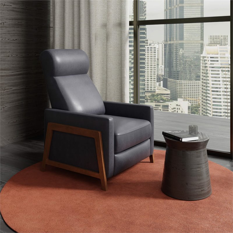 Sunset Trading Edge Pushback Contemporary Leather Recliner in Gray
