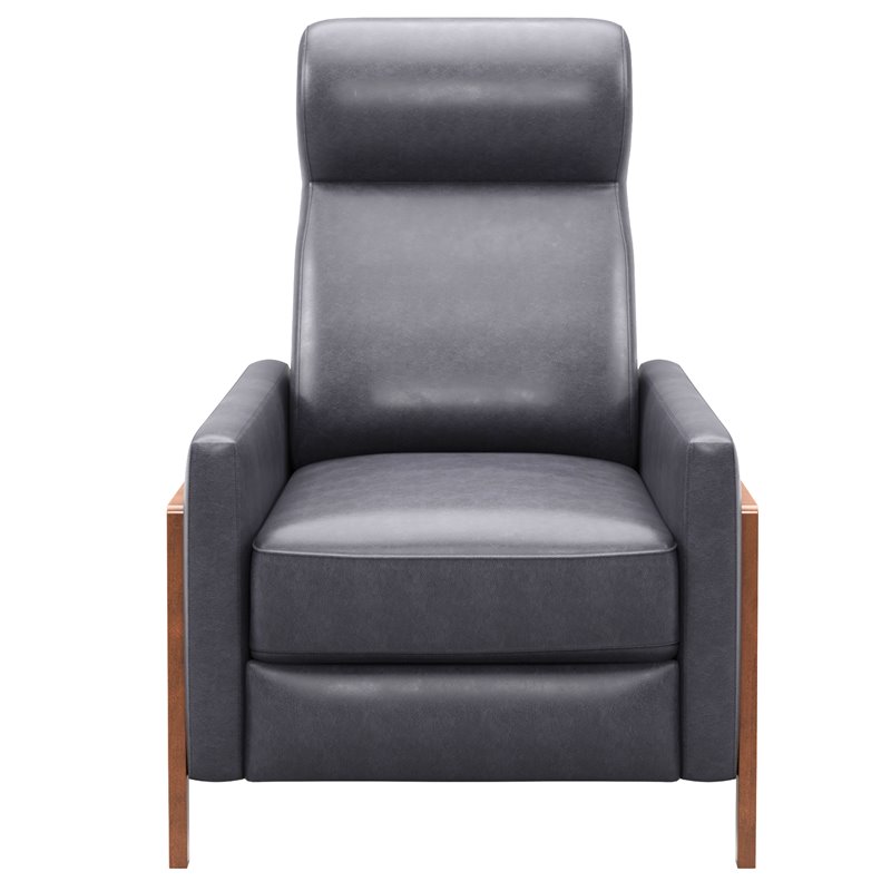 Sunset Trading Edge Pushback Contemporary Leather Recliner in Gray