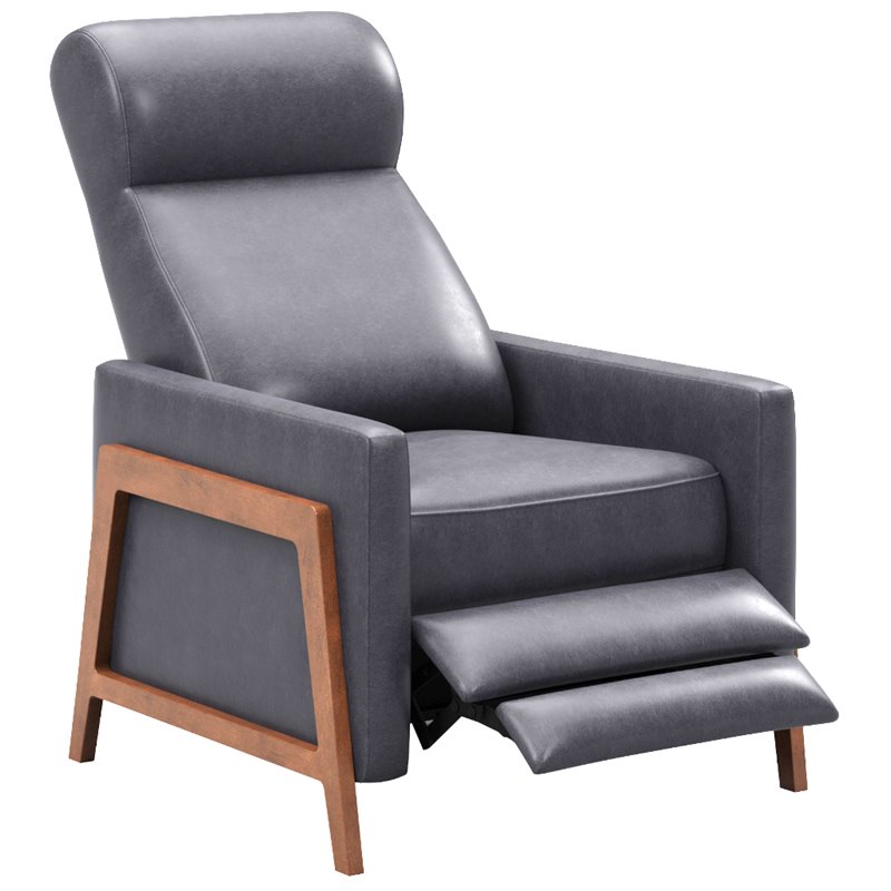 Sunset Trading Edge Pushback Contemporary Leather Recliner in Gray
