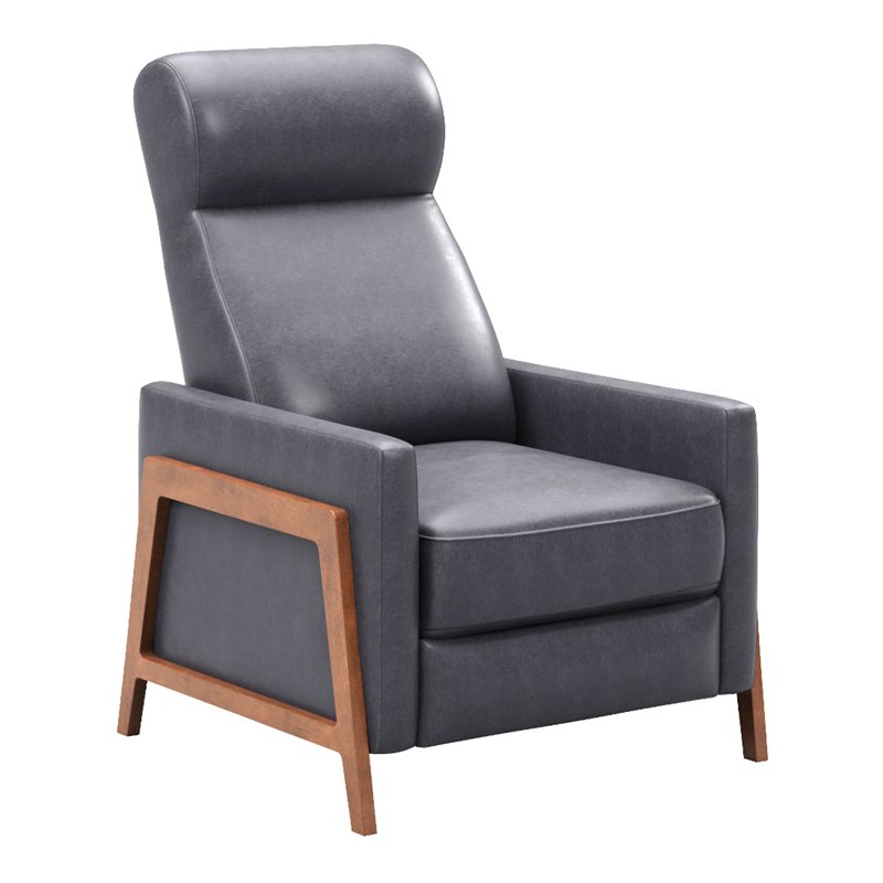 Sunset Trading Edge Pushback Contemporary Leather Recliner in Gray