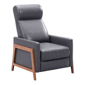 sunset trading edge pushback contemporary leather recliner in gray