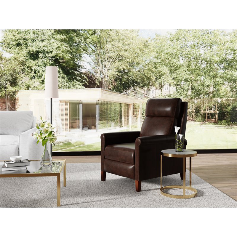 Sunset Trading Ethan Pushback Contemporary Leather Recliner in Espresso