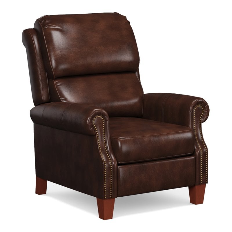 Sunset Trading Alexander Pushback Contemporary Leather Recliner in Chocolate