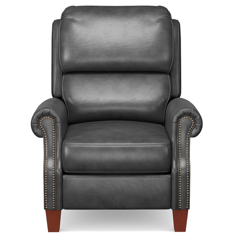 Sunset Trading Alexander Pushback Contemporary Leather Recliner in Gray