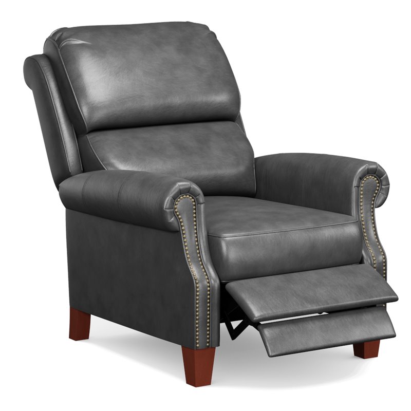 Sunset Trading Alexander Pushback Contemporary Leather Recliner in Gray