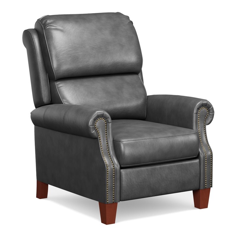 Sunset Trading Alexander Pushback Contemporary Leather Recliner in Gray