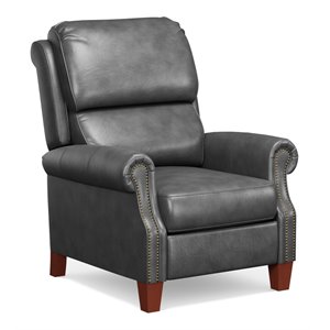 sunset trading alexander pushback contemporary leather recliner in gray