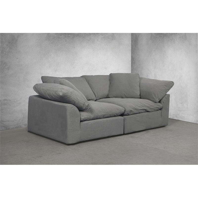 Sunset Trading Puff 2-Piece Fabric Slipcover Sectional Sofa in Gray