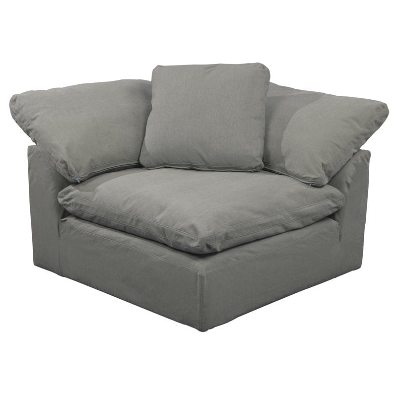 Sunset Trading Puff 2-Piece Fabric Slipcover Sectional Sofa in Gray