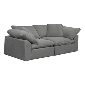 Sunset Trading Puff 2-Piece Fabric Slipcover Sectional Sofa in Gray