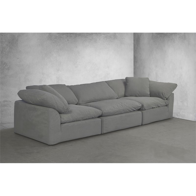 Sunset Trading Puff 3-Piece Fabric Slipcover Sectional Sofa in Gray