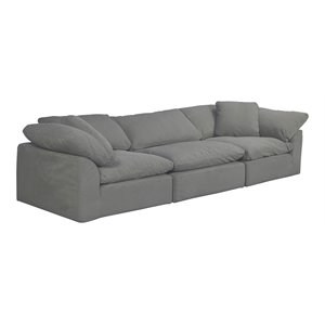 Sunset Trading Puff 3-Piece Fabric Slipcover Sectional Sofa in Gray