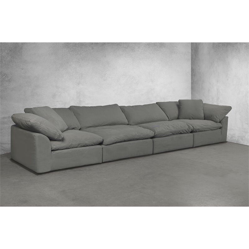Sunset Trading Puff 4-Piece Fabric Slipcover Sectional Sofa in Gray