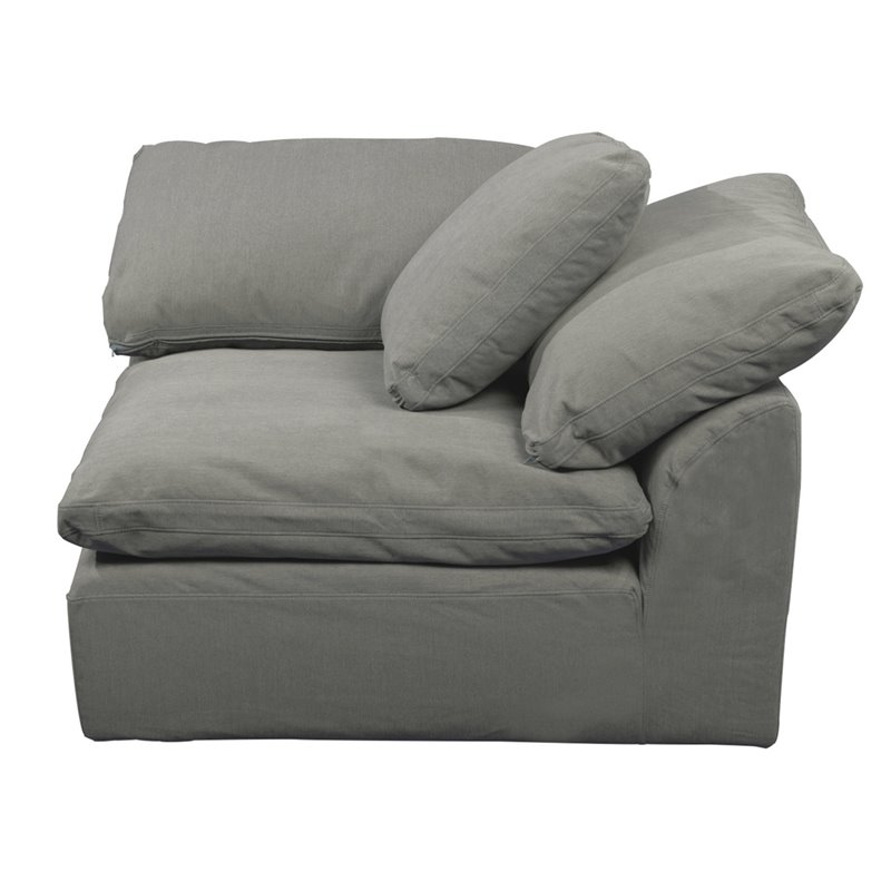 Sunset Trading Puff 4-Piece Fabric Slipcover Sectional Sofa in Gray