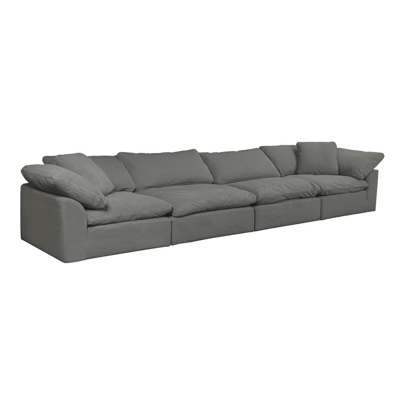 Sunset Trading Puff 4-Piece Fabric Slipcover Sectional Sofa in Gray