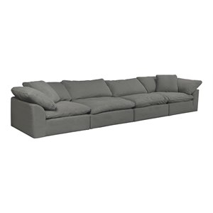 Sunset Trading Puff 4-Piece Fabric Slipcover Sectional Sofa in Gray