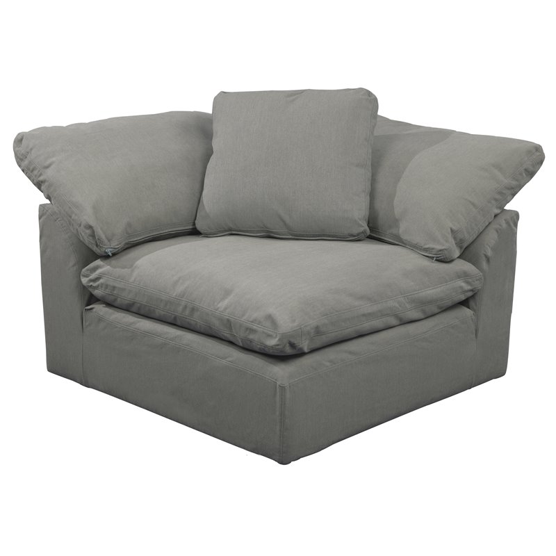 Sunset Trading Puff 3-Piece L-Shaped Fabric Slipcover Sectional in Gray
