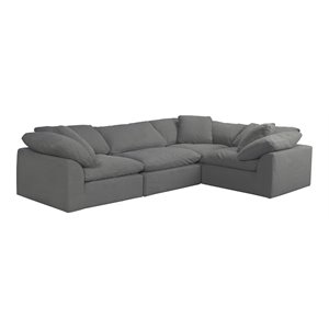 Sunset Trading Puff 4-Piece L-Shaped Fabric Slipcover Sectional in Gray