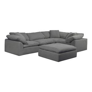 sunset trading puff 5-piece l-shaped fabric slipcover sectional in gray
