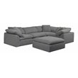 Sunset Trading Puff 5-Piece L-Shaped Fabric Slipcover Sectional in Gray