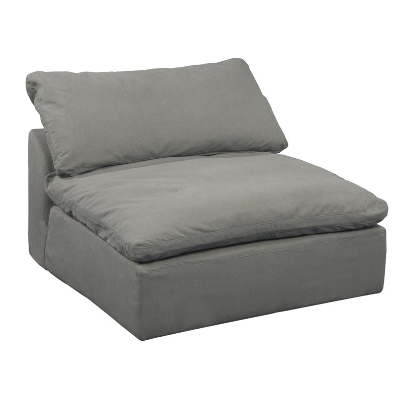 Sunset Trading Puff 5-Piece Fabric Slipcover Sectional Sofa in Gray