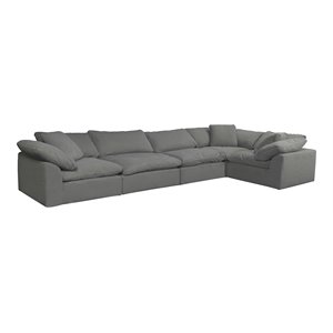 Sunset Trading Puff 5-Piece Fabric Slipcover Sectional Sofa in Gray