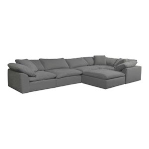 Sunset Trading Puff 6-Piece L-Shaped Fabric Slipcover Sectional in Gray