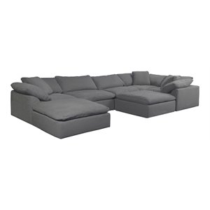 Sunset Trading Puff 7-Piece Fabric Slipcovered Modular Sectional in Gray