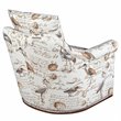 Sunset Trading Birdscript Rolled Arms/Nailhead Trim Fabric Swivel Chair in Cream
