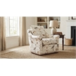 Sunset Trading Birdscript Rolled Arms/Nailhead Trim Fabric Swivel Chair in Cream