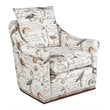 Sunset Trading Birdscript Rolled Arms/Nailhead Trim Fabric Swivel Chair in Cream