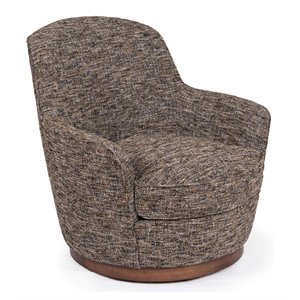 sunset trading heathered soft tweed t-cushion fabric swivel chair in black/brown