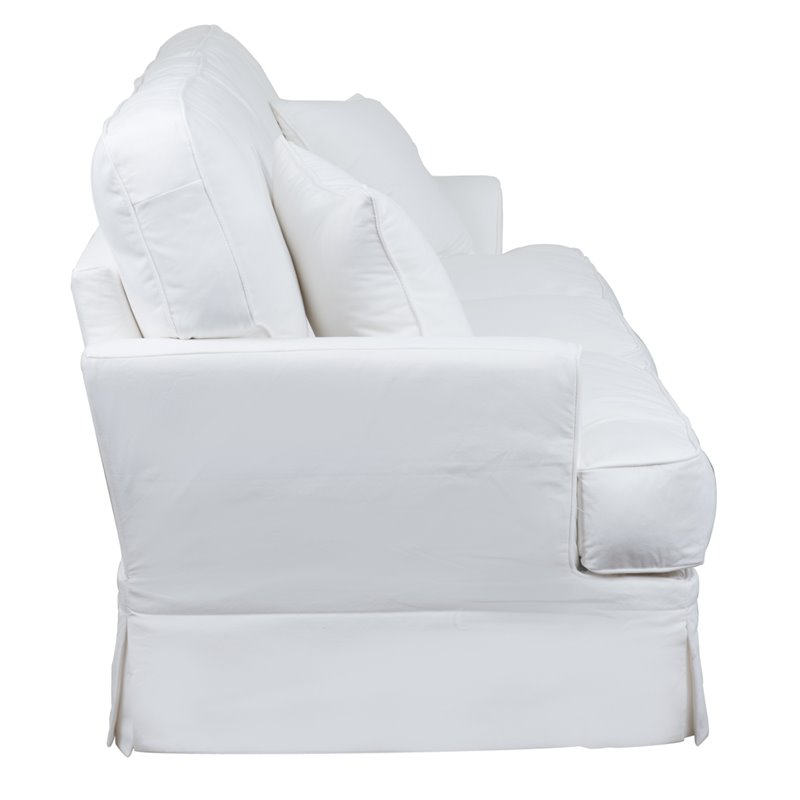 Sunset Trading Ariana Contemporary Fabric Slipcovered Sofa in White