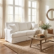 Sunset Trading Ariana Contemporary Fabric Slipcovered Sofa in White