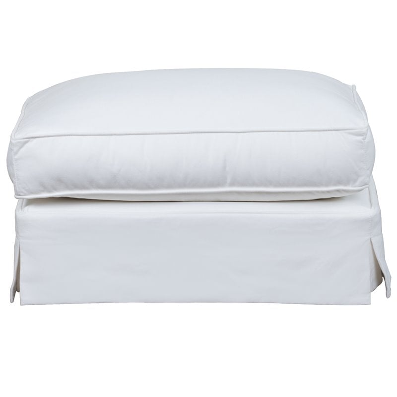 Sunset Trading Ariana Contemporary Fabric Slipcovered Ottoman in White