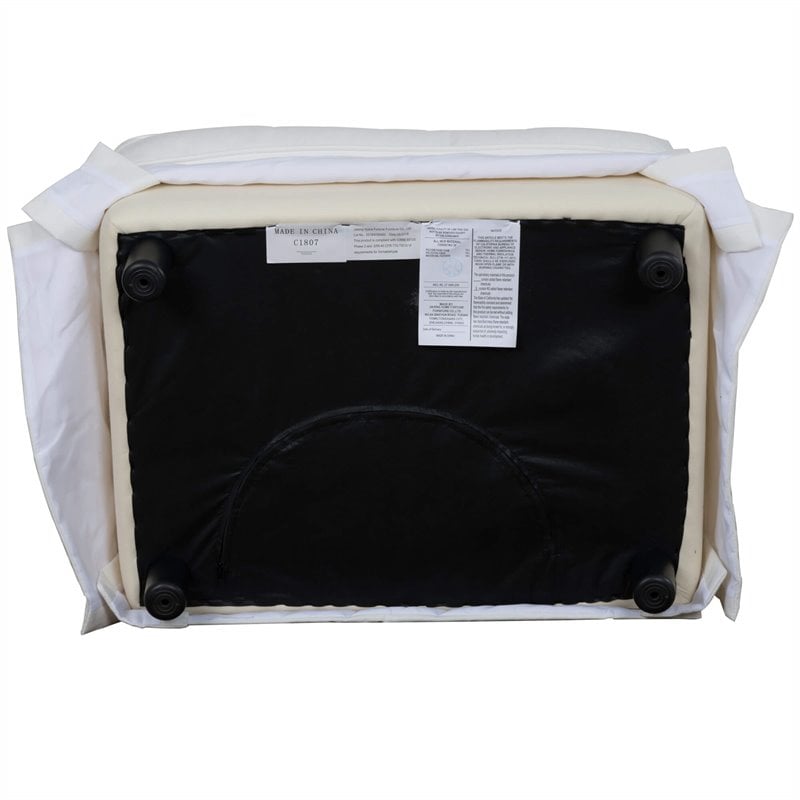 Sunset Trading Ariana Contemporary Fabric Slipcovered Ottoman in White