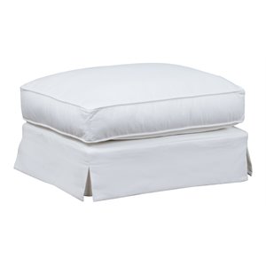 Sunset Trading Ariana Contemporary Fabric Slipcovered Ottoman in White