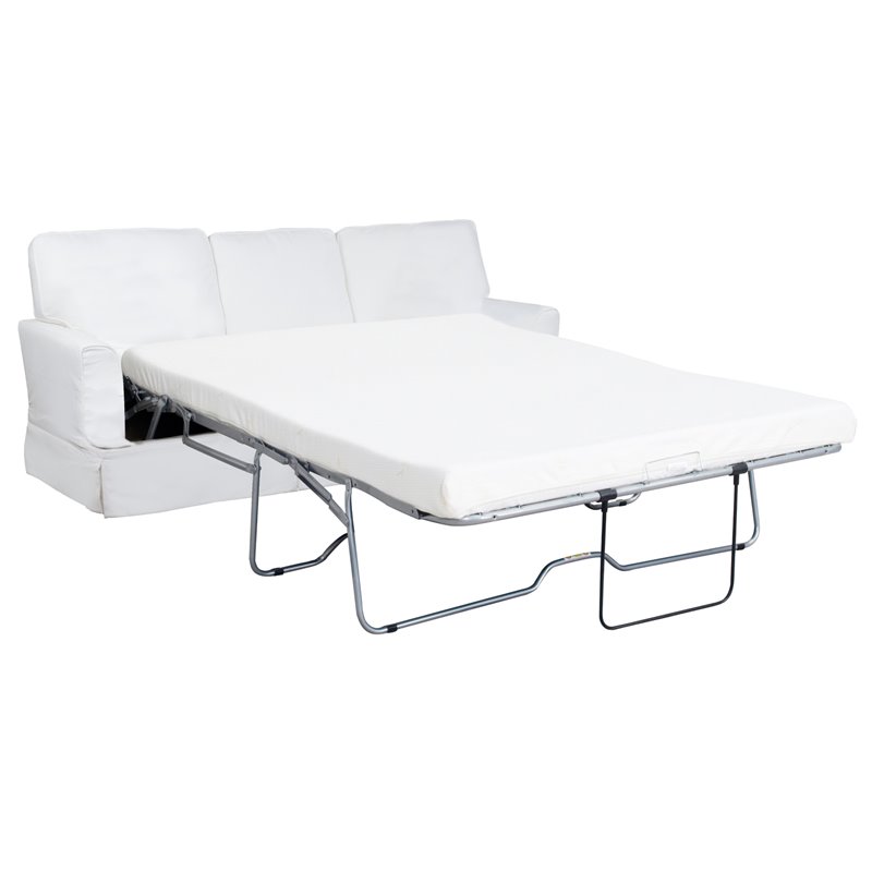 Sunset Trading Ariana Stain Resistant Fabric Slipcovered Sleeper Sofa in White