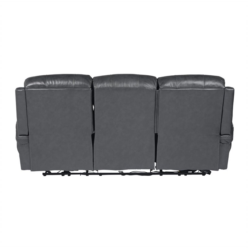 Sunset Trading Luxe Leather Reclining Sofa with Power Headrest in Gray