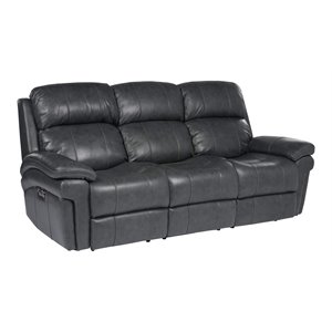 Sunset Trading Luxe Leather Reclining Sofa with Power Headrest in Gray