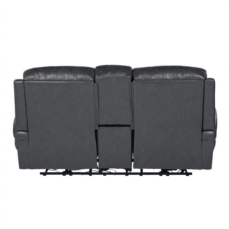 Sunset Trading Luxe Leather Reclining Loveseat with Power Headrest in Gray