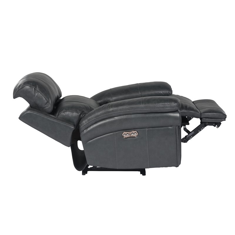 Sunset Trading Luxe Leather Reclining Chair with Power Headrest in Gray