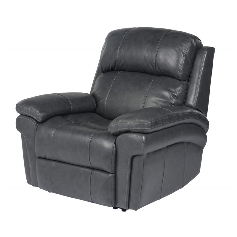 Sunset Trading Luxe Leather Reclining Chair with Power Headrest in Gray