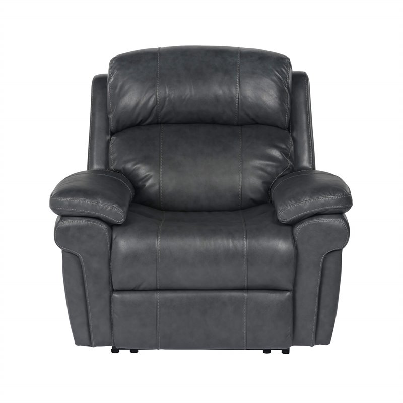 Sunset Trading Luxe Leather Reclining Chair with Power Headrest in Gray