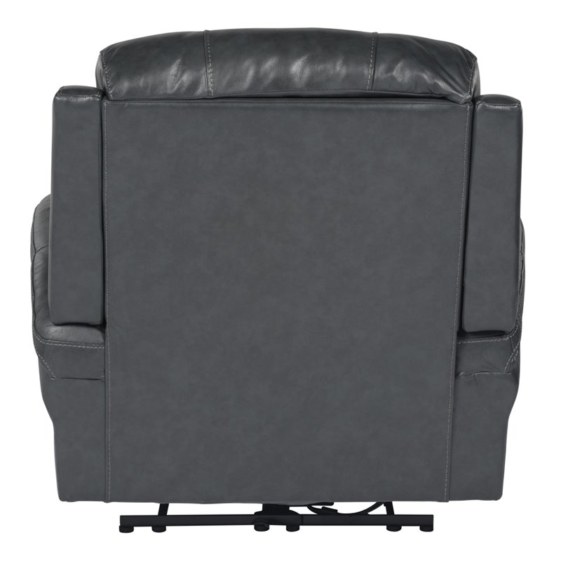 Sunset Trading Luxe Leather Reclining Chair with Power Headrest in Gray