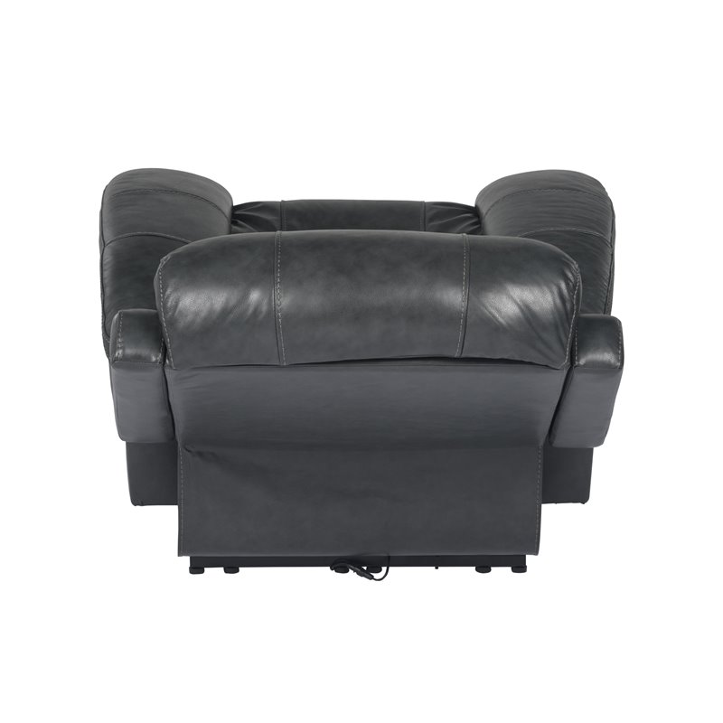 Sunset Trading Luxe Leather Reclining Chair with Power Headrest in Gray