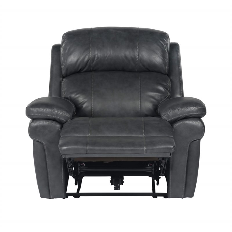 Sunset Trading Luxe Leather Reclining Chair with Power Headrest in Gray