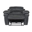 Sunset Trading Luxe Leather Reclining Chair with Power Headrest in Gray