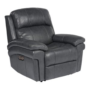 sunset trading luxe leather reclining chair with power headrest in gray